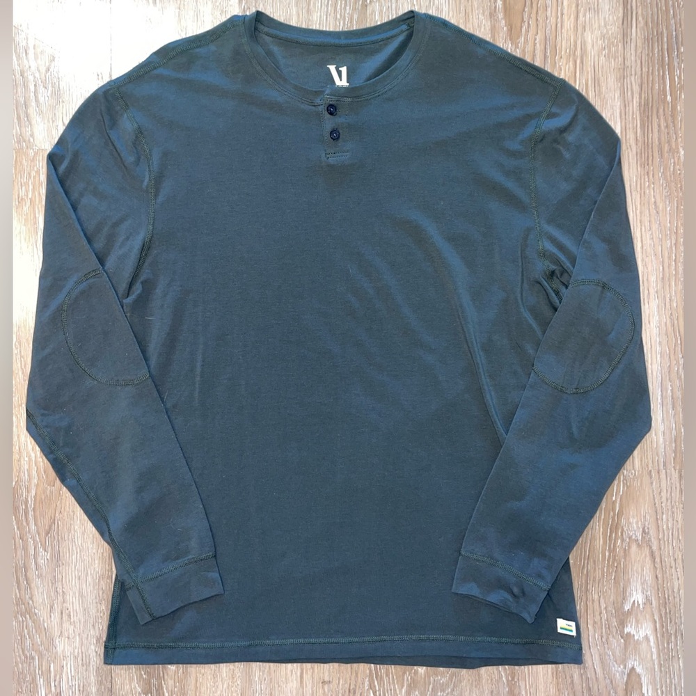 VUORI MEN'S LONG-SLEEVE EVER HENLEY XL GREEN SHIRT